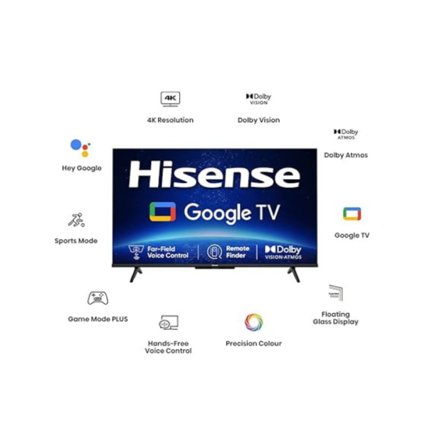 Hisense 139 cm (55 inches) Bezelless Series 4K Ultra HD Smart LED Google TV 55A6H (Black) - Image 2