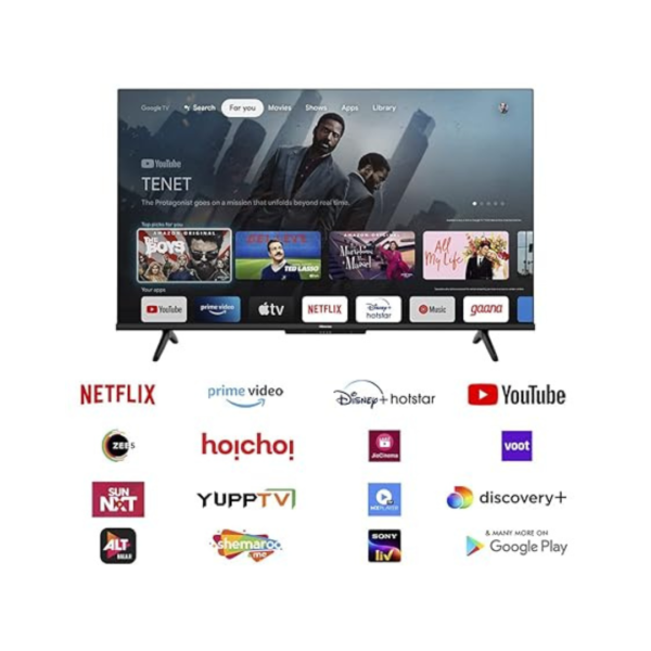 Hisense 139 cm (55 inches) Bezelless Series 4K Ultra HD Smart LED Google TV 55A6H (Black) - Image 3